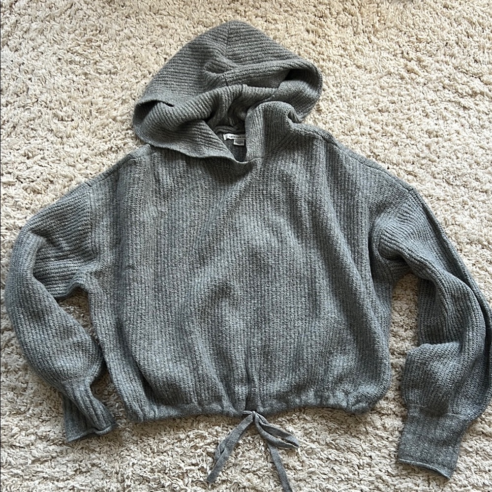 AE Charcoal Knit Hoodie with Drawstring